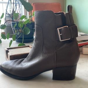 Via Spiga brown leather ankle boots, size 8.5, 2 inch block heel